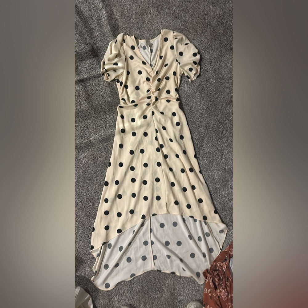Cream and black dotted dress